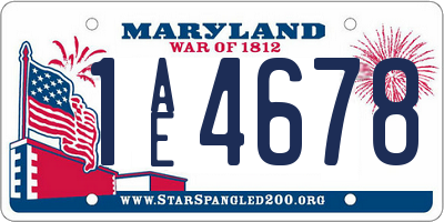 MD license plate 1AE4678