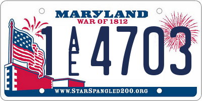 MD license plate 1AE4703