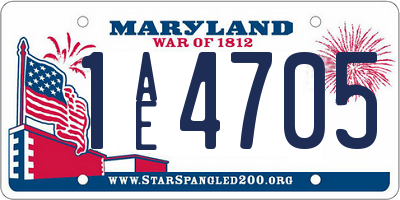MD license plate 1AE4705