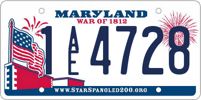 MD license plate 1AE4728