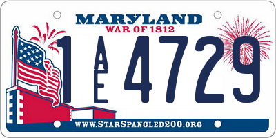 MD license plate 1AE4729