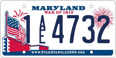 MD license plate 1AE4732