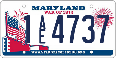 MD license plate 1AE4737