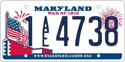 MD license plate 1AE4738