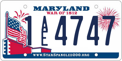 MD license plate 1AE4747