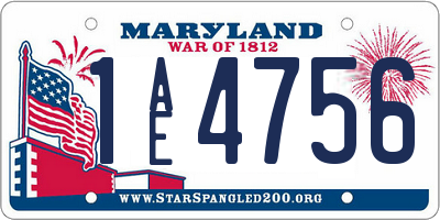 MD license plate 1AE4756