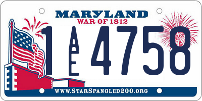 MD license plate 1AE4758