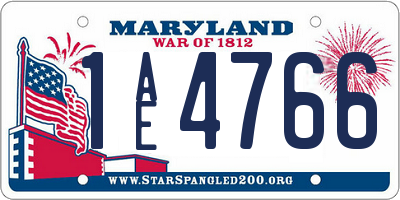 MD license plate 1AE4766