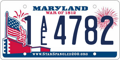 MD license plate 1AE4782