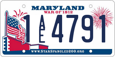 MD license plate 1AE4791