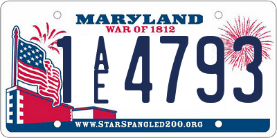 MD license plate 1AE4793