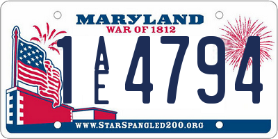 MD license plate 1AE4794