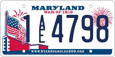 MD license plate 1AE4798