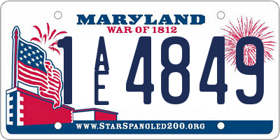 MD license plate 1AE4849
