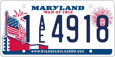 MD license plate 1AE4918