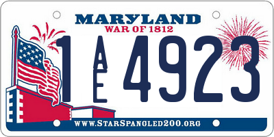 MD license plate 1AE4923