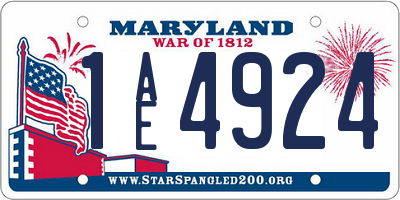 MD license plate 1AE4924