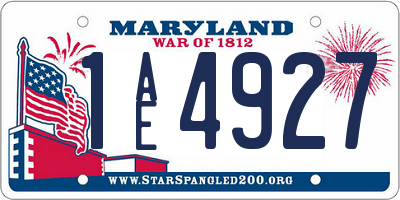 MD license plate 1AE4927