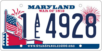 MD license plate 1AE4928