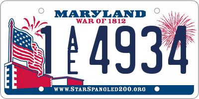 MD license plate 1AE4934