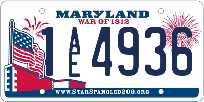 MD license plate 1AE4936