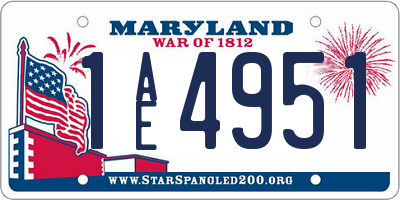 MD license plate 1AE4951