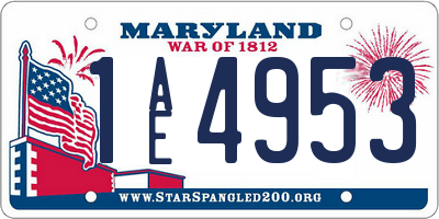 MD license plate 1AE4953