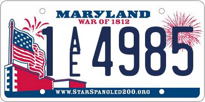 MD license plate 1AE4985