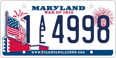 MD license plate 1AE4998