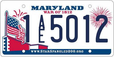 MD license plate 1AE5012