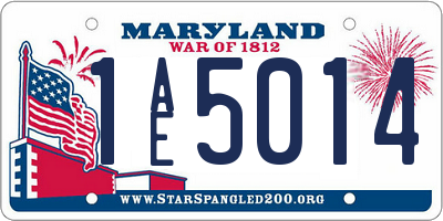 MD license plate 1AE5014