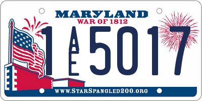 MD license plate 1AE5017