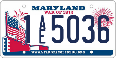 MD license plate 1AE5036