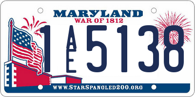 MD license plate 1AE5138