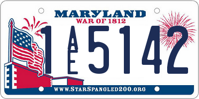 MD license plate 1AE5142