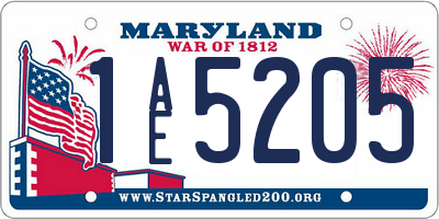 MD license plate 1AE5205