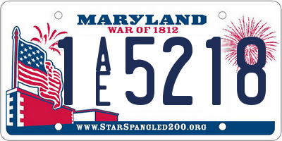 MD license plate 1AE5218