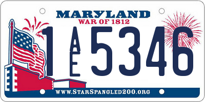 MD license plate 1AE5346