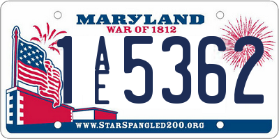 MD license plate 1AE5362