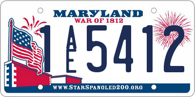 MD license plate 1AE5412