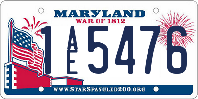 MD license plate 1AE5476