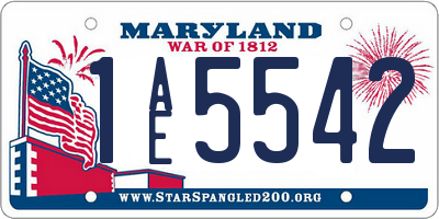 MD license plate 1AE5542