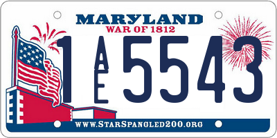 MD license plate 1AE5543