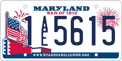 MD license plate 1AE5615