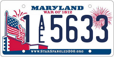 MD license plate 1AE5633