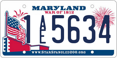 MD license plate 1AE5634