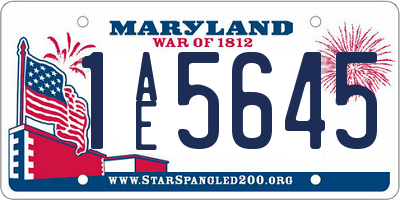 MD license plate 1AE5645