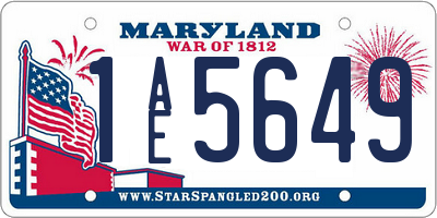 MD license plate 1AE5649