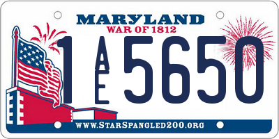 MD license plate 1AE5650