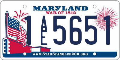 MD license plate 1AE5651